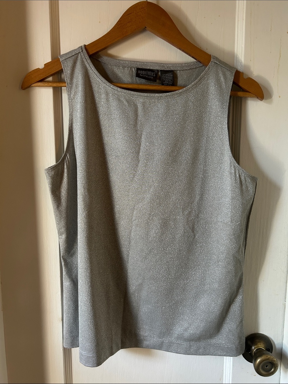 Chico's Metallic Silver Knit Sleeveless Tank